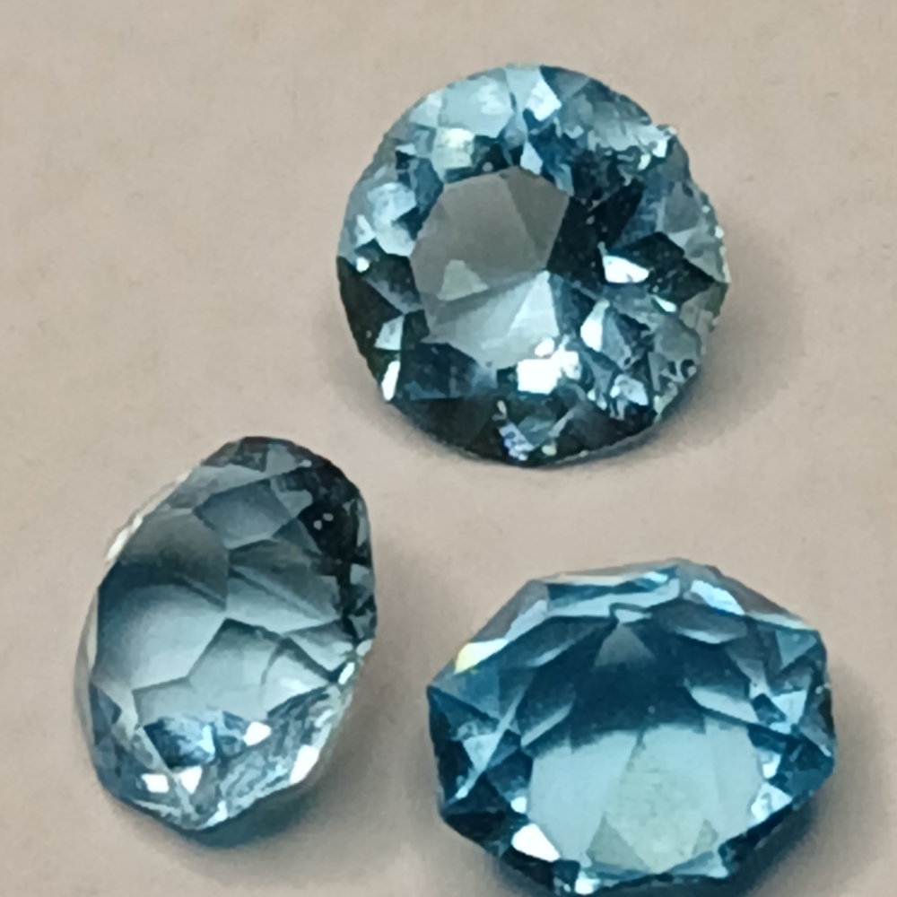 30$ Gemstones Aquamarine Blue Loose Trio Round Brilliant Cut Flawless AAA - Picture 1 of 7